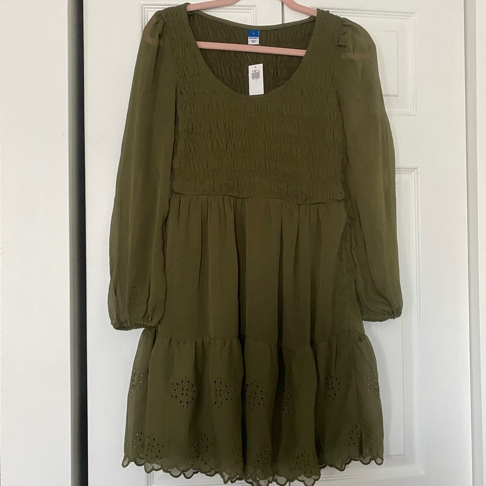 Old Navy Olive Smocked Dress